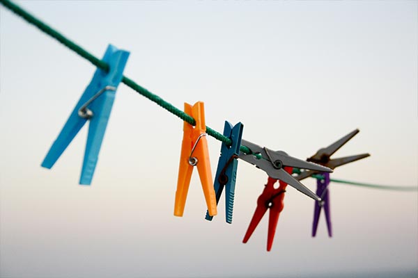 Clothing pins on a line